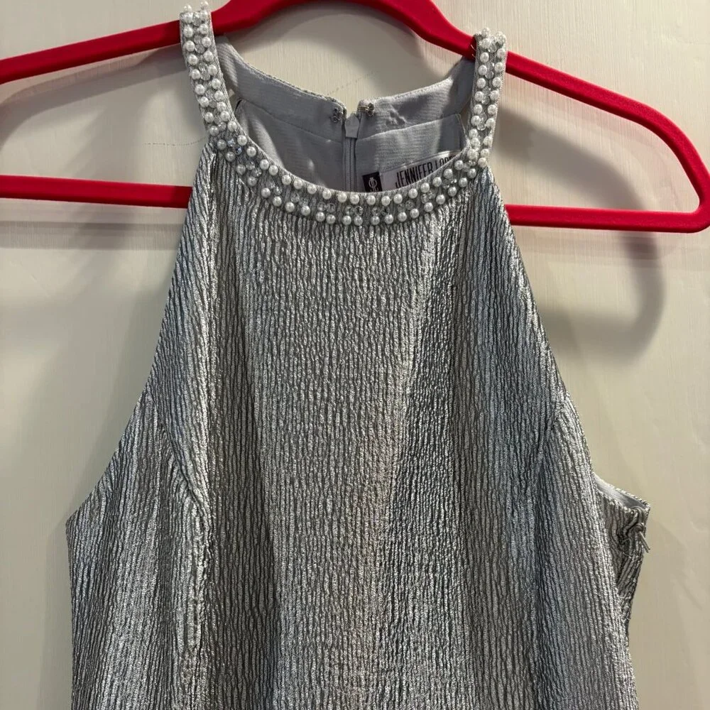 Jennifer Lopez Mini, Fit & Flare, A-Line SILVER dress - Picture 2 of 8